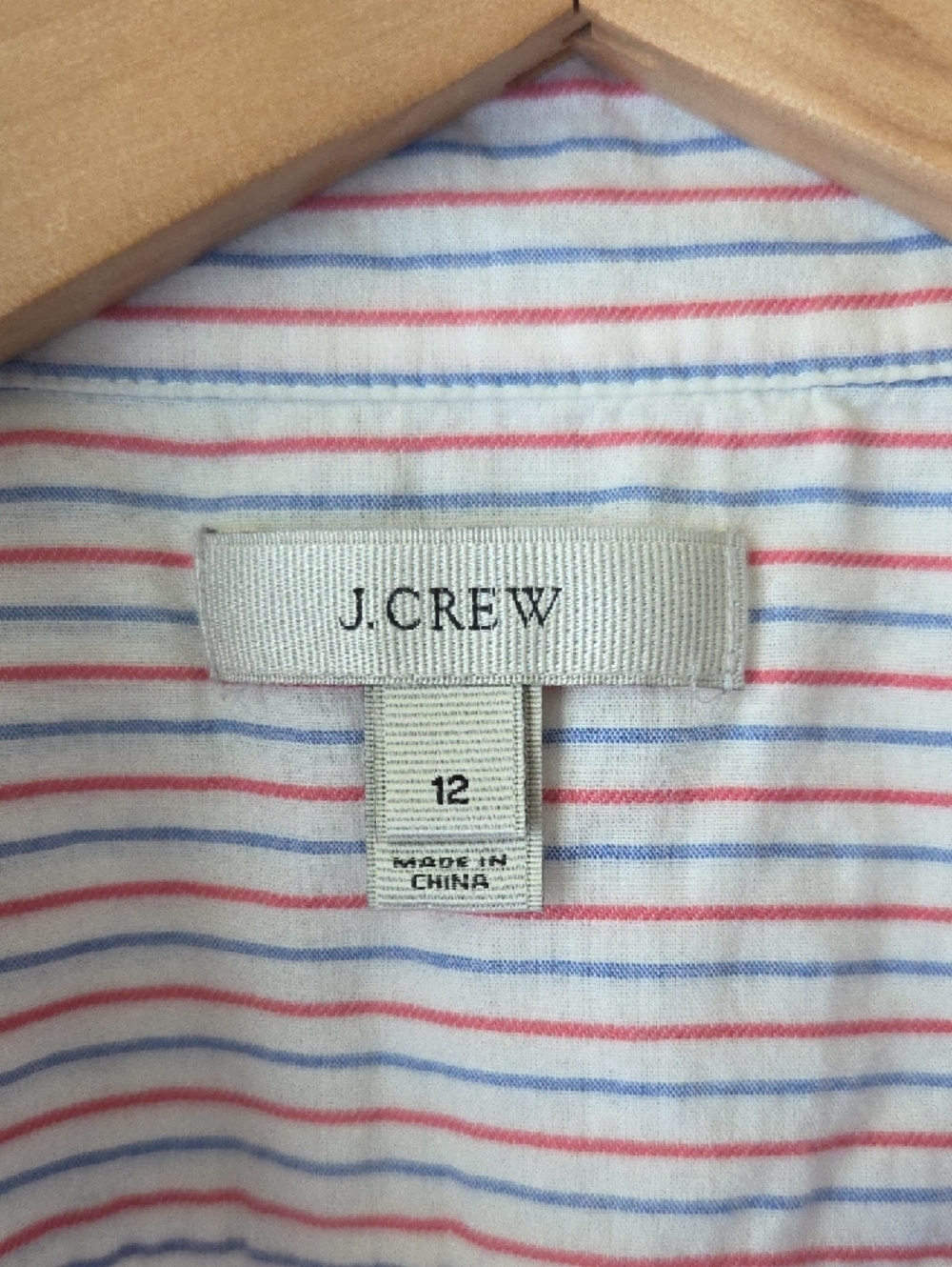 J. Crew Pink and Blue Striped Shirt Button Placket 100% Cotton Sz 12 Lightweight - Picture 2 of 15